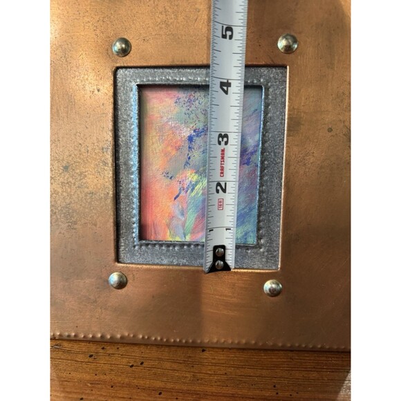 Vintage Hand Crafted Metal/Copper Photo Frame Opening 2.75”x3.5” Free Standing - Picture 7 of 12